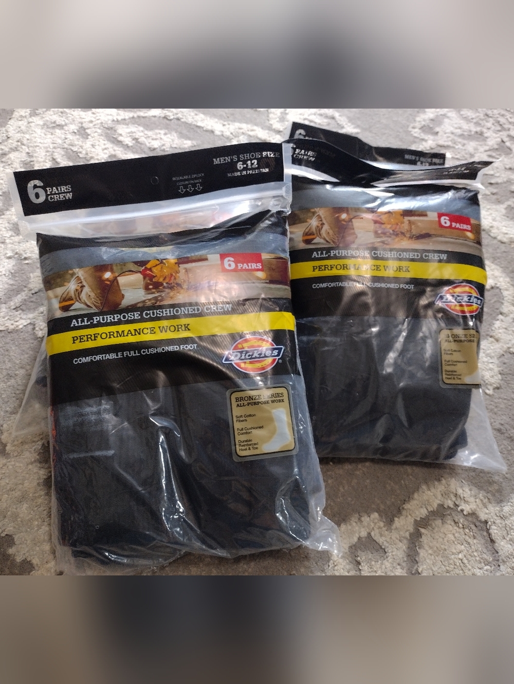 NEW Dickies Black All-Purpose Cushioned Crew Socks - 4 Pack Of 6 Pairs Each